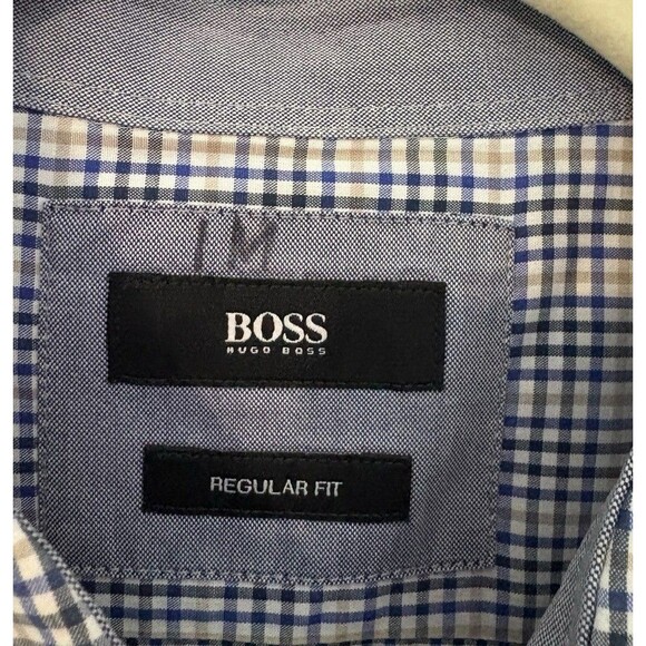 HUGO BOSS Modern Essentials Button Down Shirt Men's XL Reg Fit Blue White Check - Picture 2 of 11